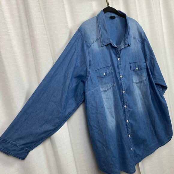 Torrid Blue Denim Long Sleeve Button Up Shirt Sz.4 - Picture 9 of 16